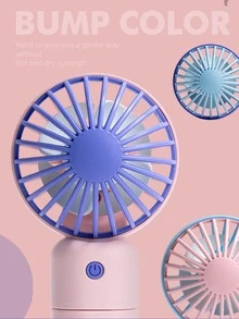 1pc Plastic Mini Fan, Modern Two Tone Handheld Fan For Home - Pink - View 4