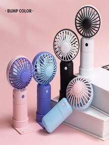 1pc Plastic Mini Fan, Modern Two Tone Handheld Fan For Home - Pink - View 11