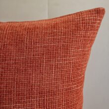 One Brick Red Starry Pattern Decorative Pillowcase (Without Pillow Core), Fashionable And Modern Square Chenille Cushion Cover Suitable For Daily Home Sofa, Bedroom Bed, Car Lumbar Pillow, All Seasons - Orange - View 5