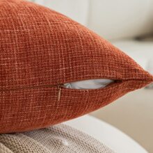 One Brick Red Starry Pattern Decorative Pillowcase (Without Pillow Core), Fashionable And Modern Square Chenille Cushion Cover Suitable For Daily Home Sofa, Bedroom Bed, Car Lumbar Pillow, All Seasons - Orange - View 6