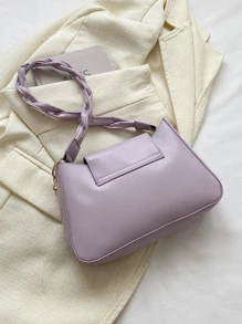 拼接顏色女性時尚單肩包 - 紫色 - 查看 8