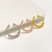 Stainless Steel Fidget Bead Ring For Anxiety Relief, Rotatable Beaded Band - Silver - View 5