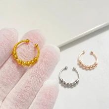 Stainless Steel Fidget Bead Ring For Anxiety Relief, Rotatable Beaded Band - Silver - View 4