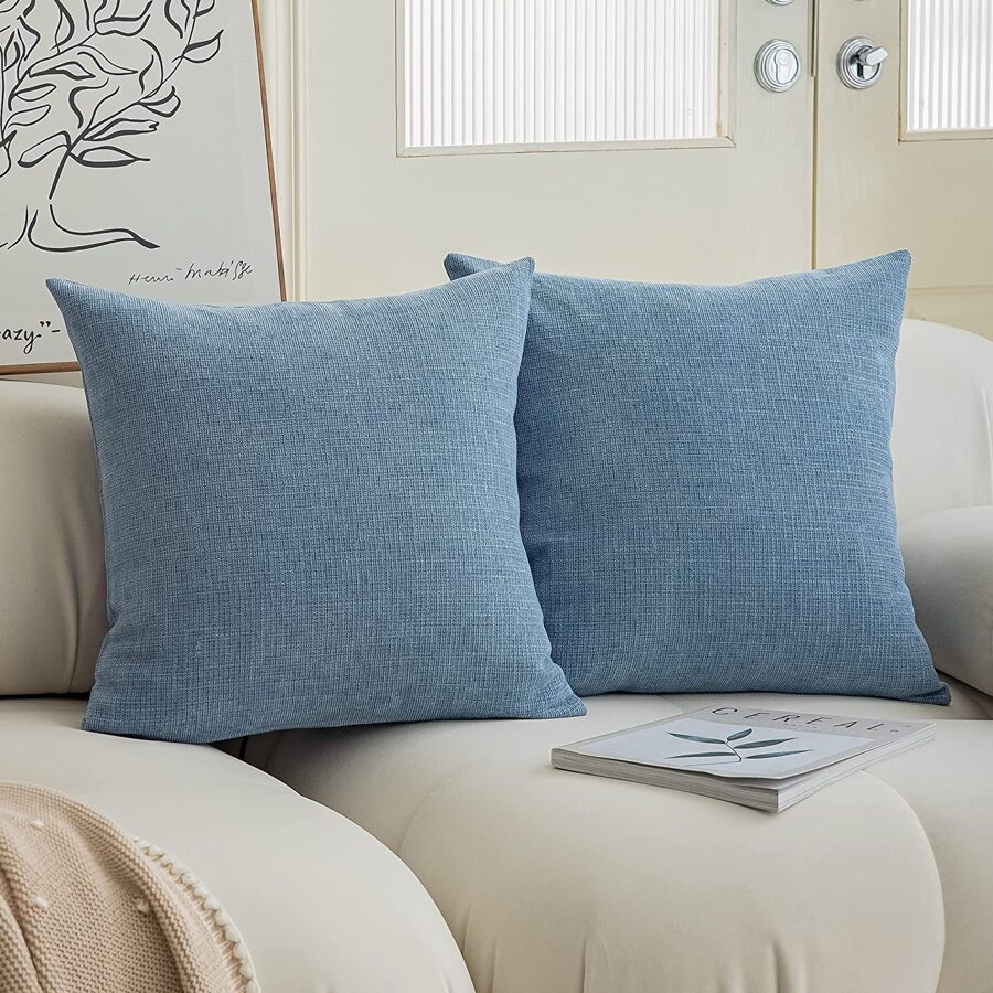 Một Vỏ Gối Trang Trí Họa Tiết Bầu Trời Đầy Sao Màu Xanh Sương Mù (Không Bao Gồm Lõi Gối), Vỏ Gối Chenille Vuông Thời Trang & Hiện Đại Để Sử Dụng Hàng Ngày Tại Nhà Trên Ghế Sofa, Giường, Ô Tô, V. V., Sử Dụng quanh Năm - Màu xanh bụi bặm - Xem 1