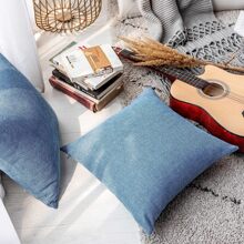 Một Vỏ Gối Trang Trí Họa Tiết Bầu Trời Đầy Sao Màu Xanh Sương Mù (Không Bao Gồm Lõi Gối), Vỏ Gối Chenille Vuông Thời Trang & Hiện Đại Để Sử Dụng Hàng Ngày Tại Nhà Trên Ghế Sofa, Giường, Ô Tô, V. V., Sử Dụng quanh Năm - Màu xanh bụi bặm - Xem 7