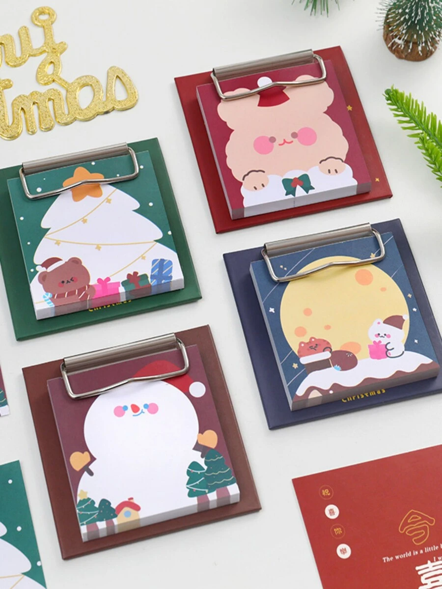 1pc Cute Cartoon Non-stick Memo Pad, Ideal Stationery Gift For Christmas - Multicolor - View 1