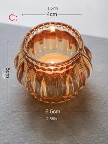 玻璃燭台，非常適合浪漫晚餐、婚禮、酒店、餐廳、生日派對裝飾，帶無菸蠟燭杯，適合情人節 - 黃色 - 查看 9