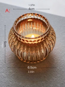 玻璃燭台，非常適合浪漫晚餐、婚禮、酒店、餐廳、生日派對裝飾，帶無菸蠟燭杯，適合情人節 - 黃色 - 查看 7