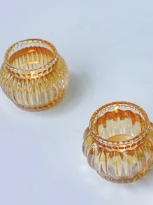 玻璃燭台，非常適合浪漫晚餐、婚禮、酒店、餐廳、生日派對裝飾，帶無菸蠟燭杯，適合情人節 - 黃色 - 查看 6