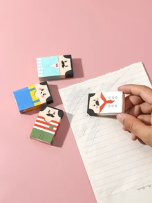 4pcs Cute Emoticons With Hairstyles And Beards In Paper Clothes Men Erasers - Multicolor - View 2