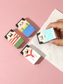 4pcs Cute Emoticons With Hairstyles And Beards In Paper Clothes Men Erasers - Multicolor - View 3