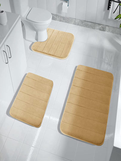 1pc Luxury Bathroom Rug Mat, Extra Soft And Absorbent Microfiber Bath Rugs, Non-Slip Plush Shaggy Bath Carpet, Machine Wash Dry, Beige Bath Mats For Bathroom Floor, Tub And Shower Door Mat Living Room Mat Bathroom Kitchen Decor