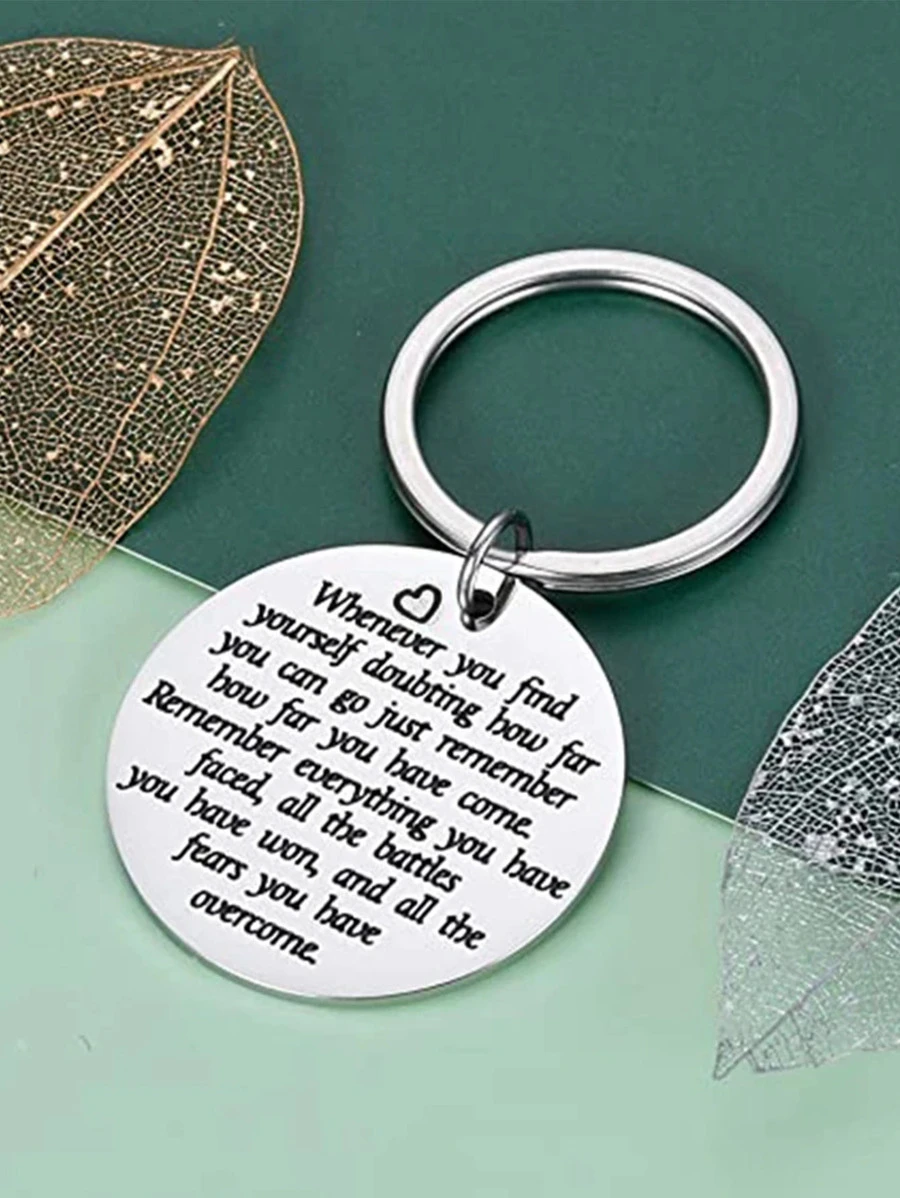 1入組組鼓勵清醒同情鑰匙圈女士男士癌症倖存者意識禮物朋友勵志保持堅強禮物 - 銀色 - 查看 1