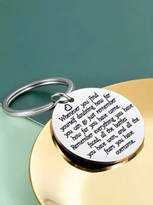 1入組組鼓勵清醒同情鑰匙圈女士男士癌症倖存者意識禮物朋友勵志保持堅強禮物 - 銀色 - 查看 3