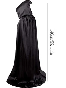 1pc Solid Party Cloak - Black - View 5