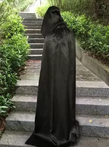 1pc Solid Party Cloak - Black - View 1