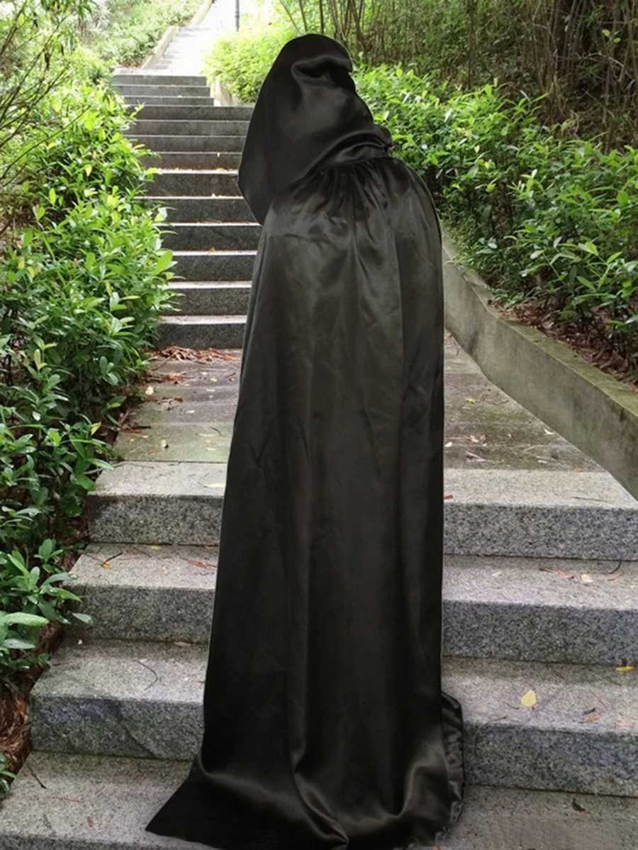 1pc Solid Party Cloak - Black - View 1