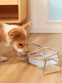 1入組領保護狗狗喂食器水碗寵物鐵餵食碗適用於單或者雙碗 - 無色 - 查看 1