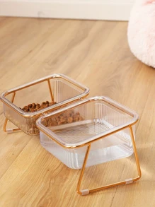 1入組領保護狗狗喂食器水碗寵物鐵餵食碗適用於單或者雙碗 - 無色 - 查看 5