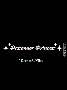 1入組白色英文刻字》乘客公主》汽車後視鏡貼紙》 - 白色 - 查看 5