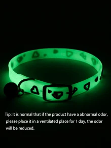 1 PC Phát Sáng Trong Bóng Tối Silicon Màu Xanh Hình Trái Tim Cổ Thú Cưng Cho Chó Mèo, Chống Mất Thú Cưng Phụ Kiện Cho Du Lịch Ban Đêm - Màu xanh lam - Xem 2