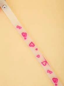 1入組貓和小型犬熒光粉紅色矽膠愛心形寵物項圈，夜光項圈適合夜間戶外活動防走失寵物配件 - 玫紅色 - 查看 8