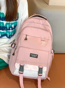 新品到貨字母圖案大容量背包 - 粉色 - 查看 5