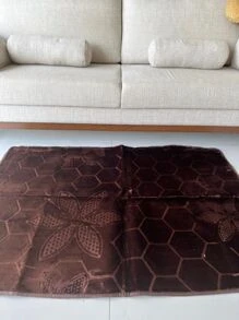 Tapete Aveludado Liso 1,00x1,40 Antiderrapante - Marrom - Visão 1