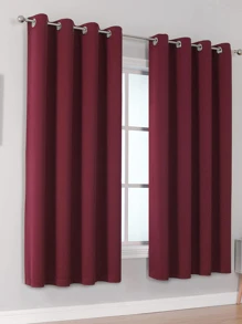 Solid Color Single Panel Blackout Curtain - Burgundy - View 1