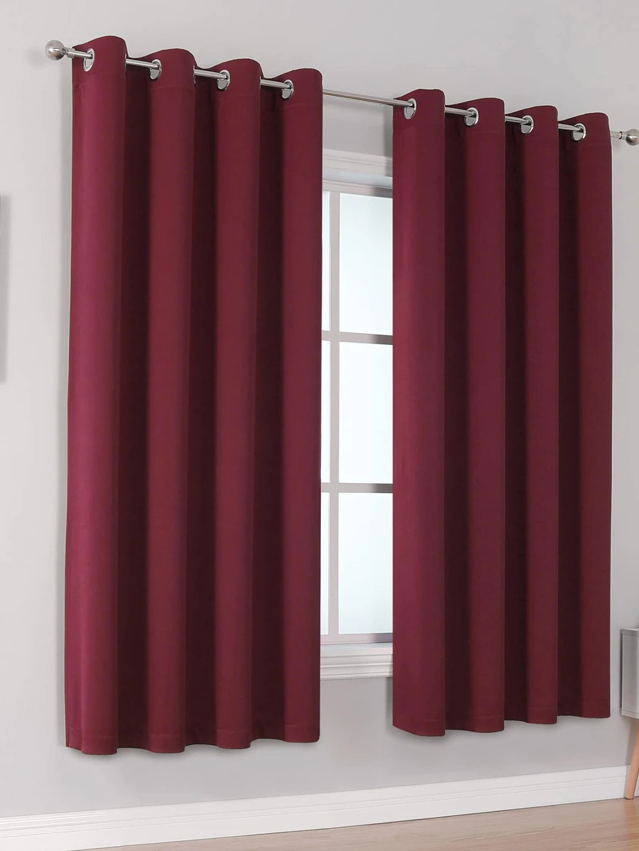 Solid Color Single Panel Blackout Curtain - Burgundy - View 1