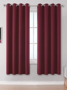 Solid Color Single Panel Blackout Curtain - Burgundy - View 3