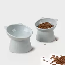 Bát nâng cao có bảo vệ cổ chống tràn cho thú cưng màu xám nhạt - Màu Xám nhạt - Xem 1