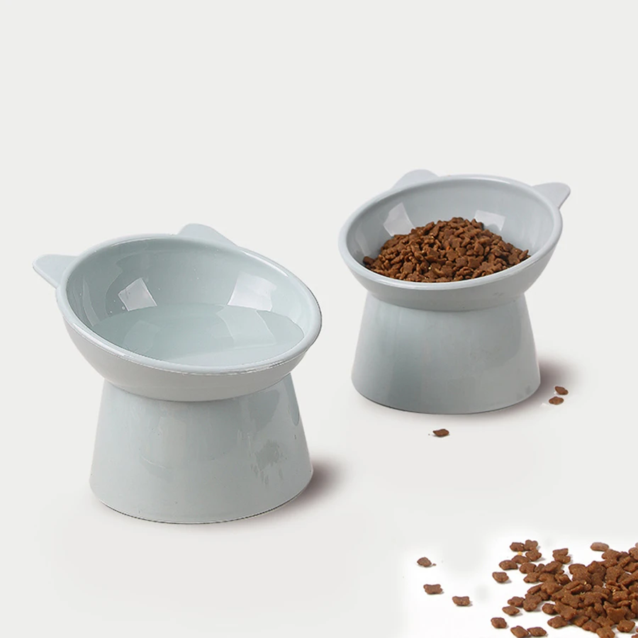 Bát nâng cao có bảo vệ cổ chống tràn cho thú cưng màu xám nhạt - Màu Xám nhạt - Xem 1