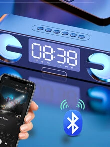 Reloj Digital Despertador C/Alarma Radio Bocina Con Luz Bluetooth - Multicolor - Ver 2
