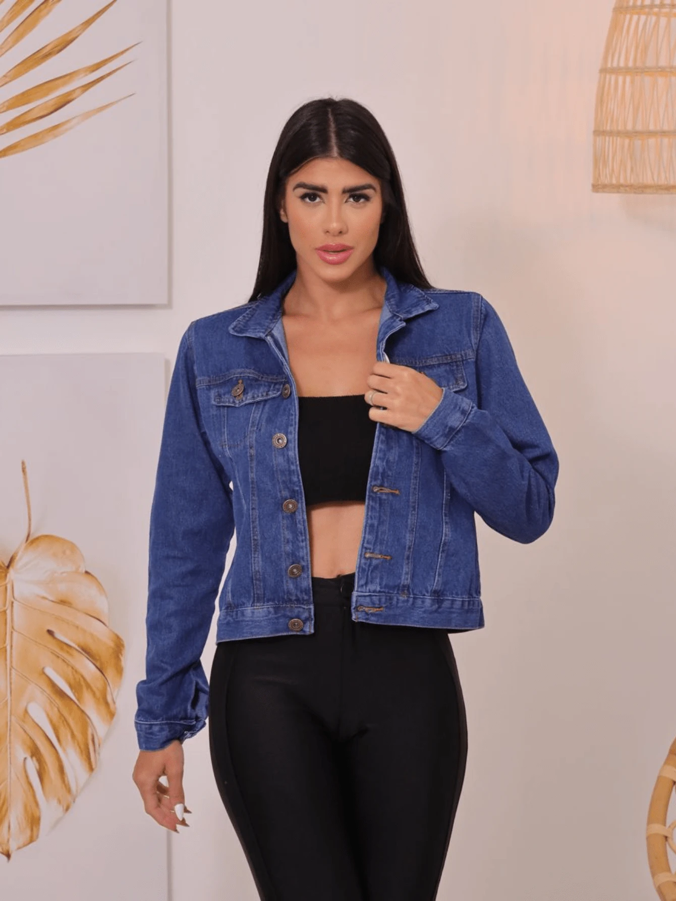 Women Denim Jackets & Coats - 深色水洗藍 - 查看 1