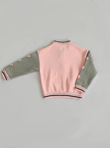 CHAQUETA BEISBOLERA NIÑA - Rosa coral - Ver 2