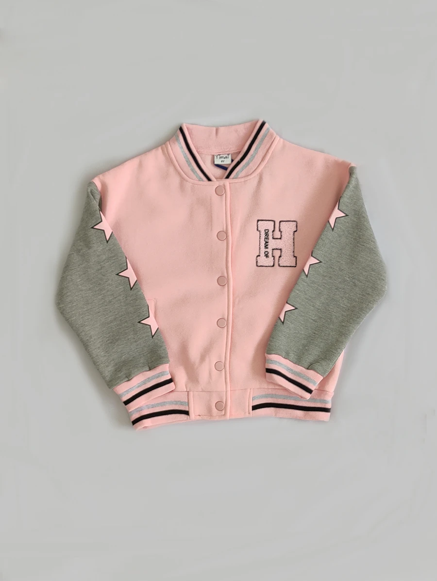 CHAQUETA BEISBOLERA NIÑA - Rosa coral - Ver 1