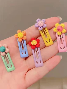 10入組心形花朵髮夾,可愛款式 - 彩色 - 查看 3