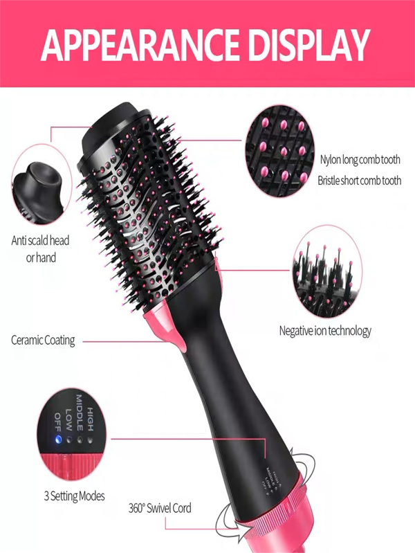 Escova Secadora Alisador Elétrica Quente Cabelo Com 3 Em1 Hair Styler