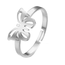 Adjustable Steel Butterfly C Ring Silver, Stainless Steel Ring, Engagement Ring, Rings For Men, Ring With Butterfly, Women's Rings, Men's Gift, Women's Gift, Gift For Women, Excellent Gift For Men - Silver - View 2