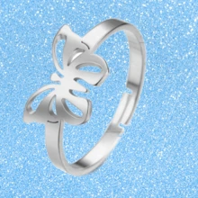 Adjustable Steel Butterfly C Ring Silver, Stainless Steel Ring, Engagement Ring, Rings For Men, Ring With Butterfly, Women's Rings, Men's Gift, Women's Gift, Gift For Women, Excellent Gift For Men - Silver - View 4