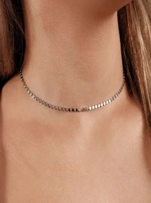 Colar Choker Recursos clássicos Banhado A Prata - Prata - Visão 1