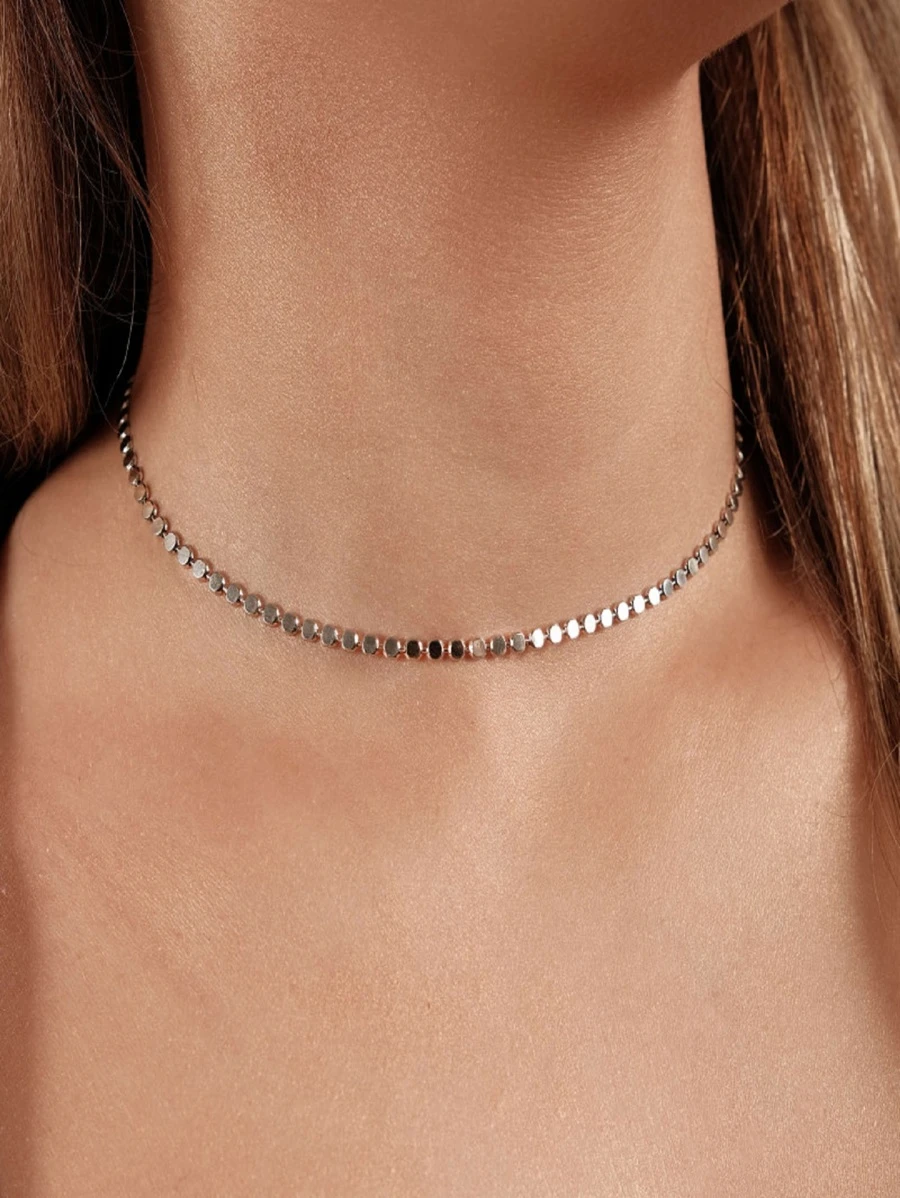 Colar Choker Recursos clássicos Banhado A Prata - Prata - Visão 1