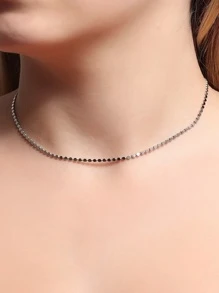Colar Choker Recursos clássicos Banhado A Prata - Prata - Visão 2