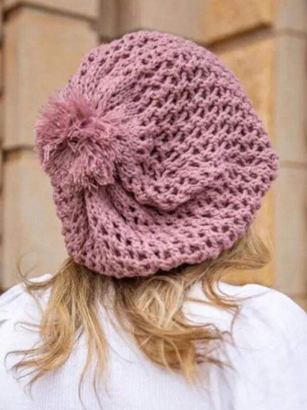 Boina Trança Touca Beanie Caída Feminina Lã Inverno