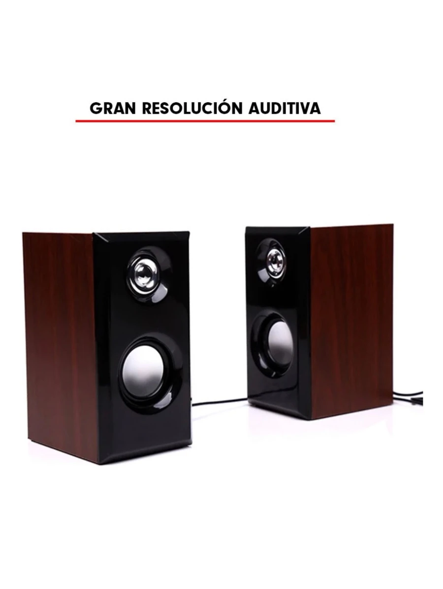Computer Speakers Pc Laptop Wired Multimedia Stereo, USB And 3.5mm Audio Connector - 咖啡棕 - 查看 1