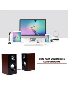 Computer Speakers Pc Laptop Wired Multimedia Stereo, USB And 3.5mm Audio Connector - 咖啡棕 - 查看 4
