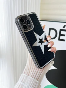 水鑽裝飾星星圖案手機殼 - 黑與白 - 查看 2