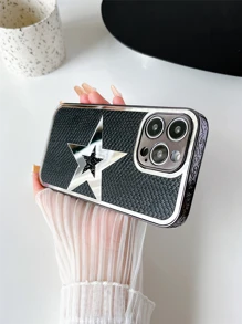 水鑽裝飾星星圖案手機殼 - 黑與白 - 查看 3