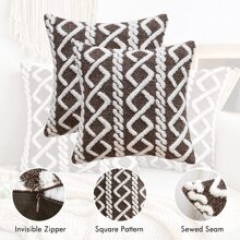 1 vỏ đệm chần bông hình học không có chất độn - Cà phê nâu - Xem 3